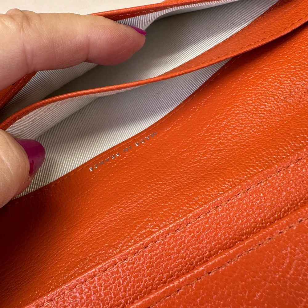 CHANEL CC Diamond Embossed Coral Leather Wallet SHW Sticker #11 2006-08 COA - Picture 9 of 13